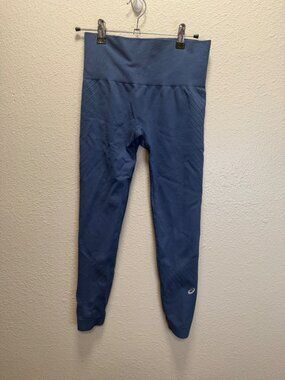 Asics Womens Seamless Blue High-Waisted Athletic Leggings - Size M - Breathable